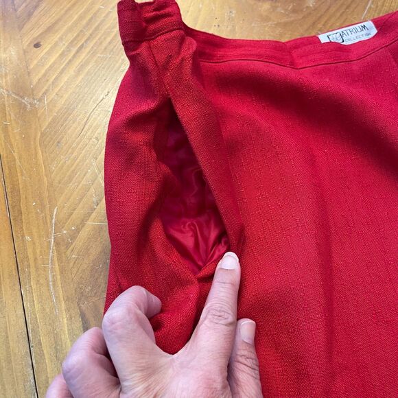 Atrium Collection Red Tweed Power Suit Blazer Skirt Womens 10 80s Academia - Picture 11 of 16